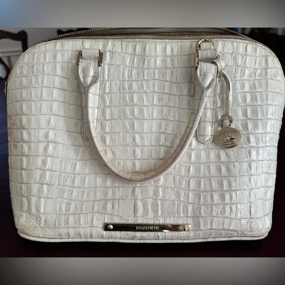 Brahmin Croc-Embossed Satchel Purse - Picture 1 of 5